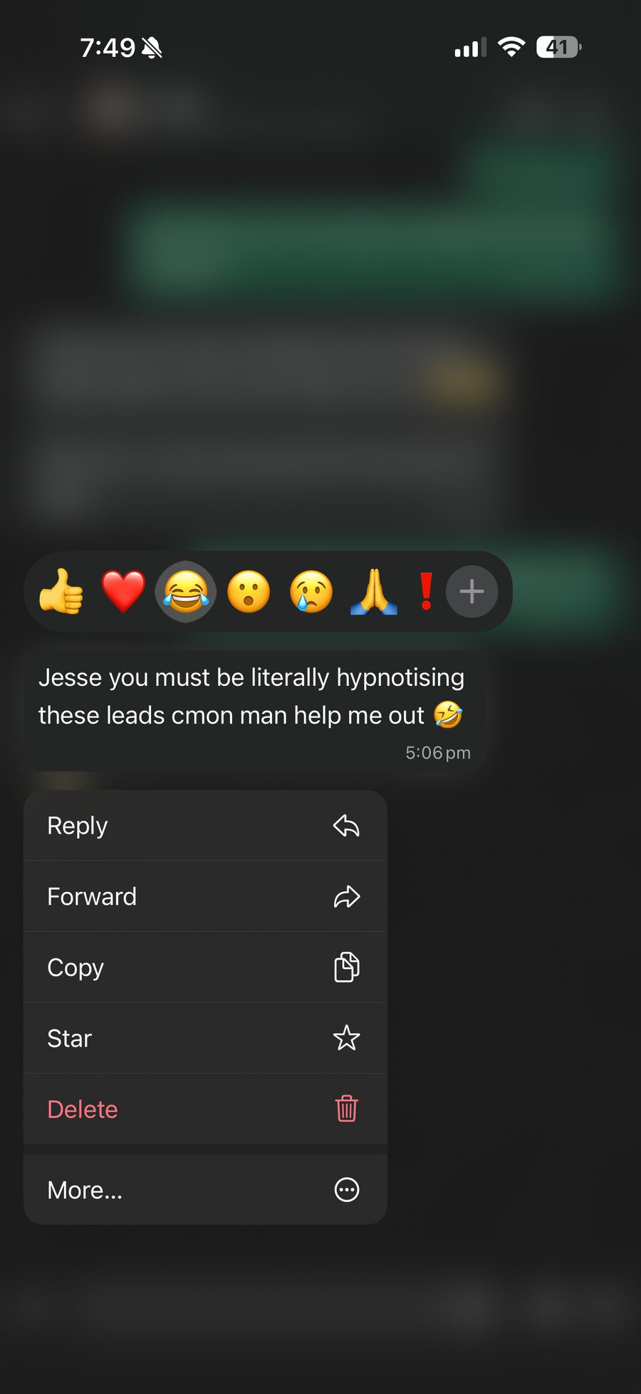 Peer message — close-rate gap (25% vs 50%)
